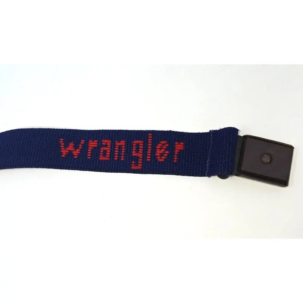 Vintage Wrangler Boy's Woven Elastic Belt Navy Blue Red Magnet Buckle 36